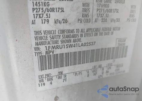 2001 Ford Expedition Xlt из США, поврежденный, VIN 1FMRU15W41LA02537